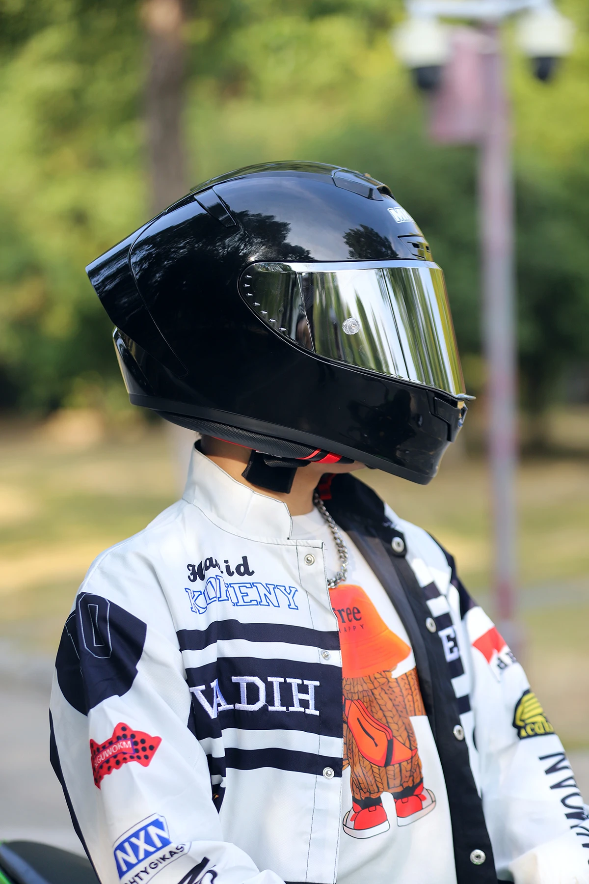 MKAN 풀 페이스 오토바이 헬멧 광택 블랙 헬멧 타고 모토크로스 레이싱 모토바이크 헬멧