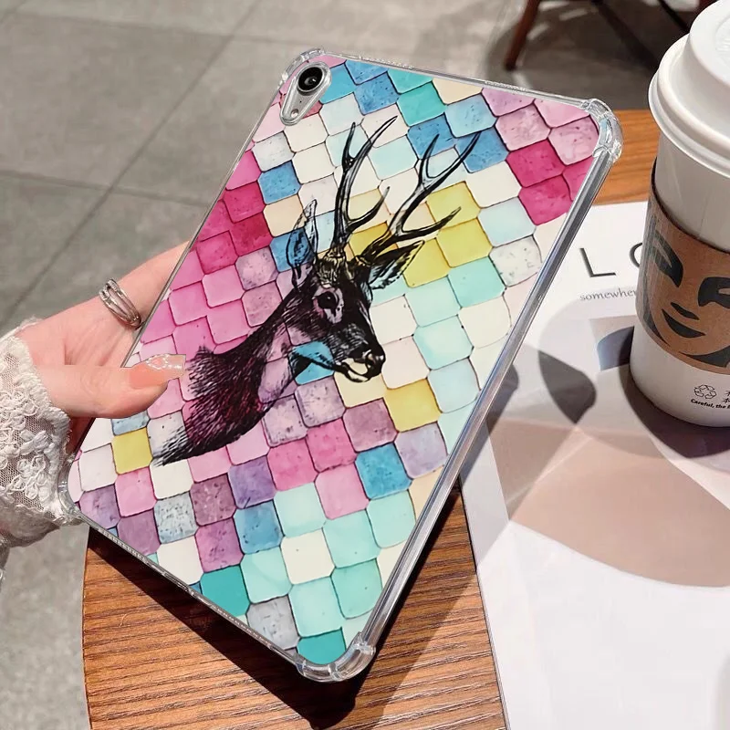 For Samsung Galaxy Tab A8 10.5 2021 Case A7 S6 Lite 10.4 A9 Plus S7 FE S8 S9 PLUS 12.4 '' Animal Art Painting TPU Airbag Cover