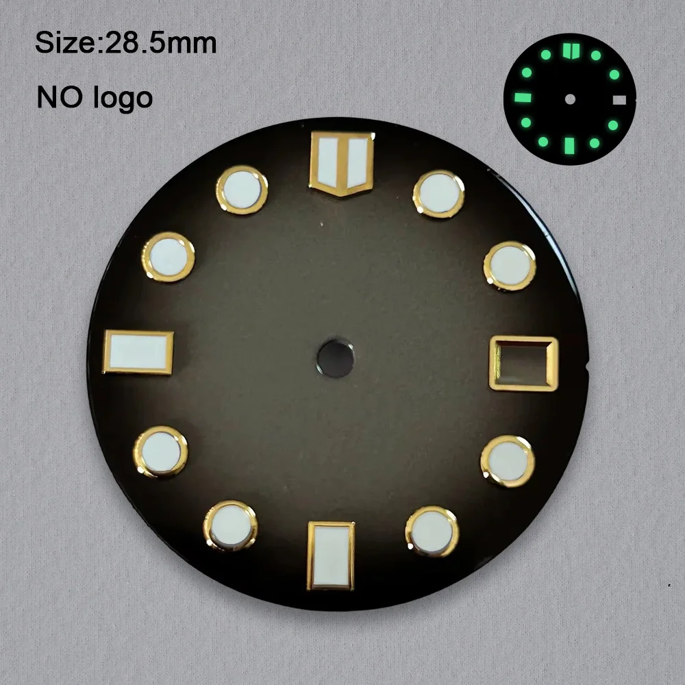 28.5mm No Logo Blank Dial For NH35 Movement Custom Logo Green Luminous Custom Logo Watch Dials Hands Accessories Repair Tools