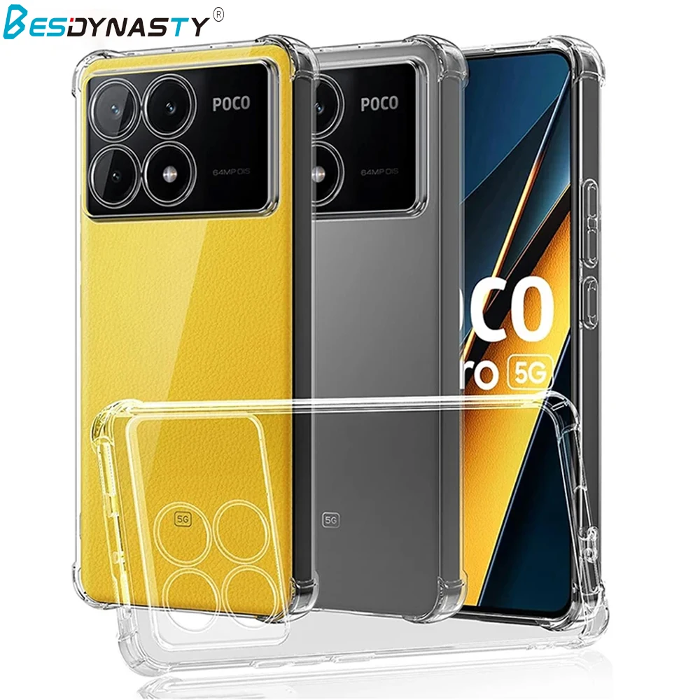 Shockproof Silicone Soft Clear Case For Xiaomi POCO X6 X5 X4 X3 M6 M4 M3 F5 F4 Pro 4G 5G GT Ultra Thin Transparent Back Cover