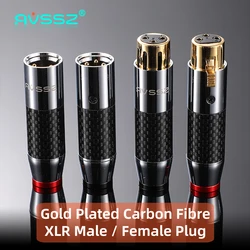 AVSSZ gold-plated carbon fiber 3-pin XLR plug connector male female 3-core XLR balanced microphone audio fever welding DIY plug