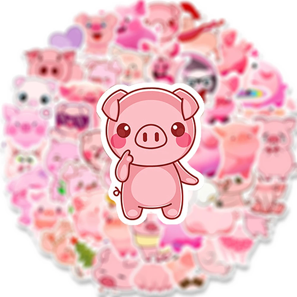 10/30/50pcs Cartoon Funny Pink Pig Stickers Cute Animals Waterproof Sticker DIY Notebook Suitcase Phone Kawaii Graffiti Decals 2