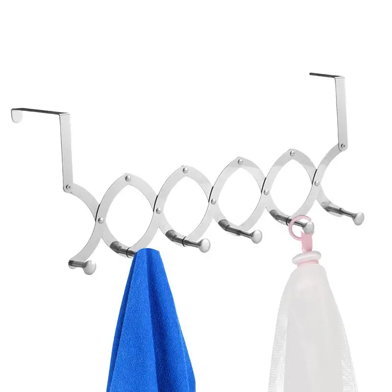 Over The Door Coat Hanger Strong Weight Bearing Adjustable Rack Organizer Rack Clothes Coat Hat Towel Hanger For Towel  Hats