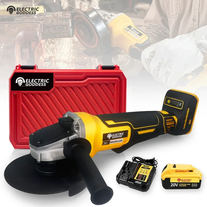 

EGOD 100/125mm Brushless Angle Grinder 800W Multifunction Lithium Ion Cutter 9000 High RPM Power Tool for DeWalt 20V Battery