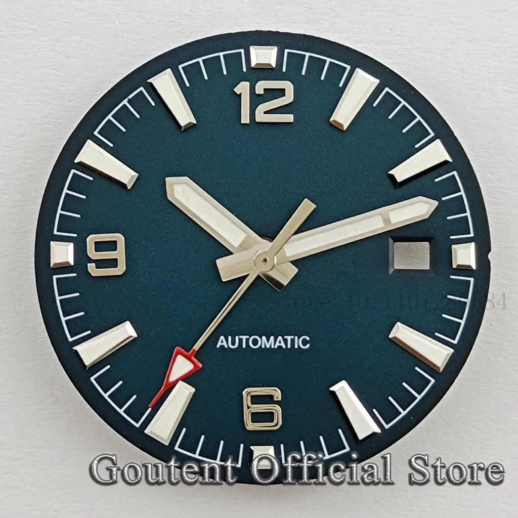 Goutent 31mm Black Blue Watch Dial With Hands Green Lume Fit NH35 NH36 ETA2824 PT5000 2836 Miyota 8215 821A DG2813/3804 Movement