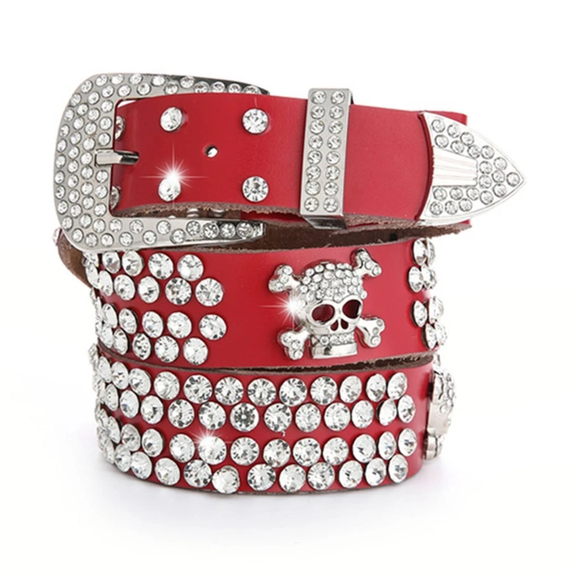 652F for Rhinestone Belt for Jeans Bling for Rhinestone Belts for Women Fashion Cowgirl Western Studded Belts for Jeans Pants