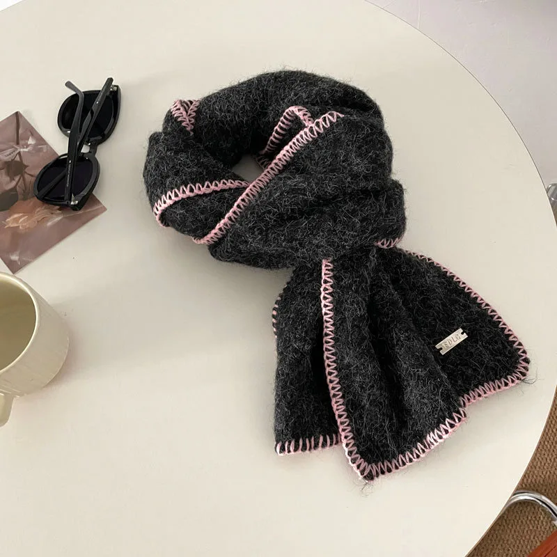 New Fashion Winter Women Wool Scarf Warm Cashmere Scarfs Female Lockrand Design Scarves Students Girls Solid Color Korean