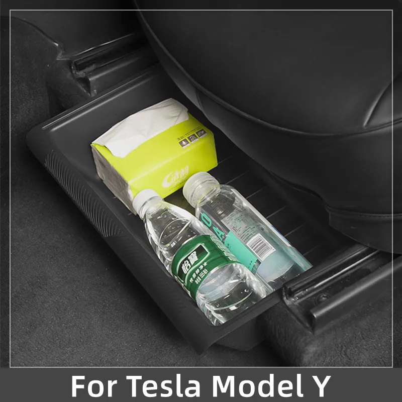 

Ящик для хранения под сиденьем Tesla Model Y 2023, аксессуары для салона автомобиля, ящик-органайзер для хранения, нижняя коробка