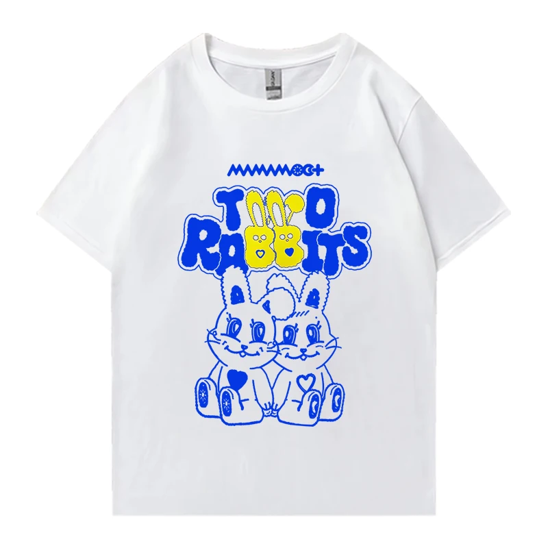 2024 Kpop Mamamoo Two Rabbits Album print T shirt Men Women Fashion Y2k short sleeve T-shirts Unisex summer 100% Cotton Tops