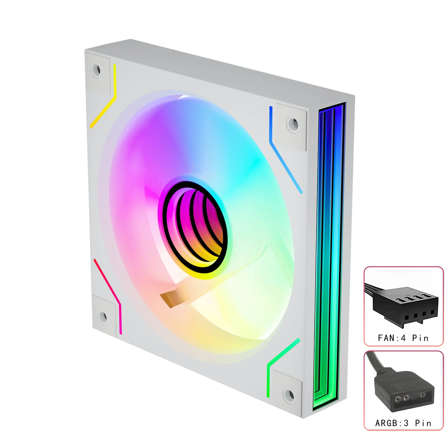Kimdoole ARGB Fan 120mm PC Case Fan Kit 4pin PWM CPU Cooling Fans Infinity Mirror Design 4Pin PWM 5V 3Pin Quiet Cooling Fan