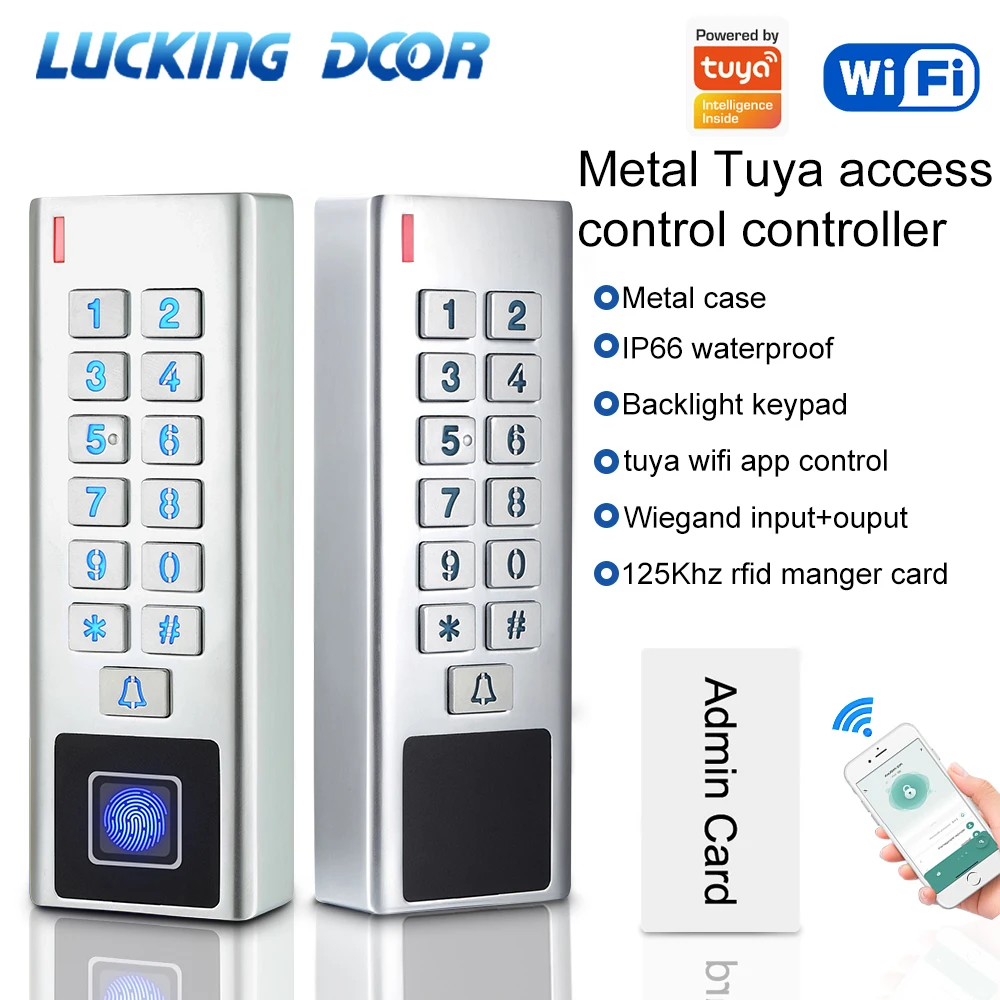 Biometric Fingerprint Access Controller Keypad Metal Waterproof EM Card Standalone Support Tuya App Door Access Control System