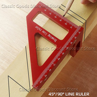 Precision Aluminum Alloy Miter Triangle Ruler 45°/90° Woodworking Square Protractor 3D Multifunctional Measuring Tools