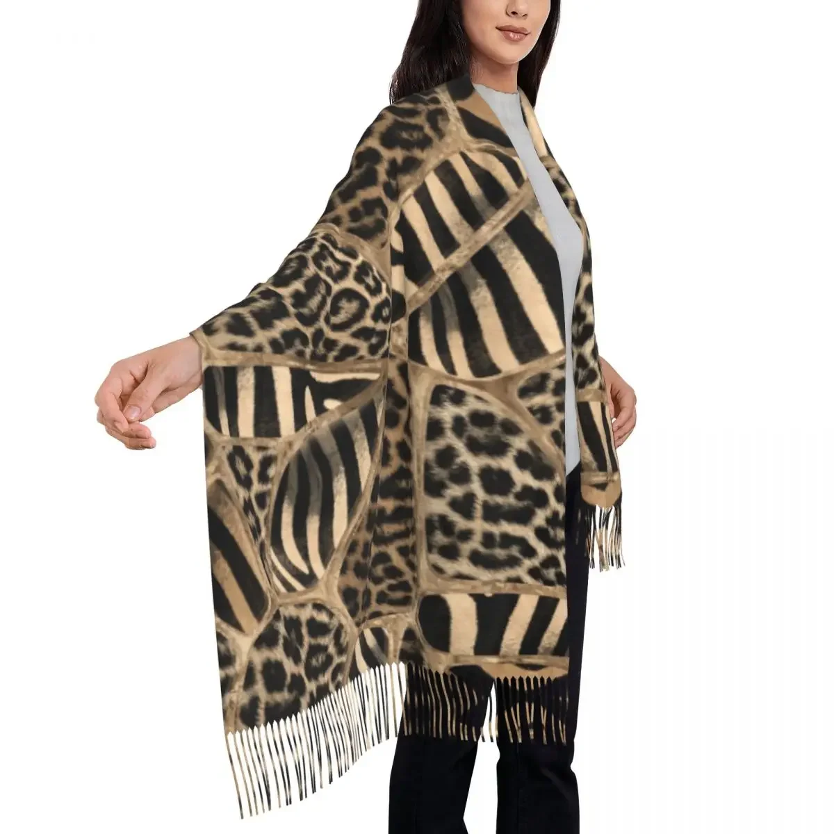 Op Maat Bedrukt Sjaal Met Dierenprint Mannen Vrouwen Winter Warme Sjaals Luipaard En Zebra Pastel Gouden Sjaals Wraps