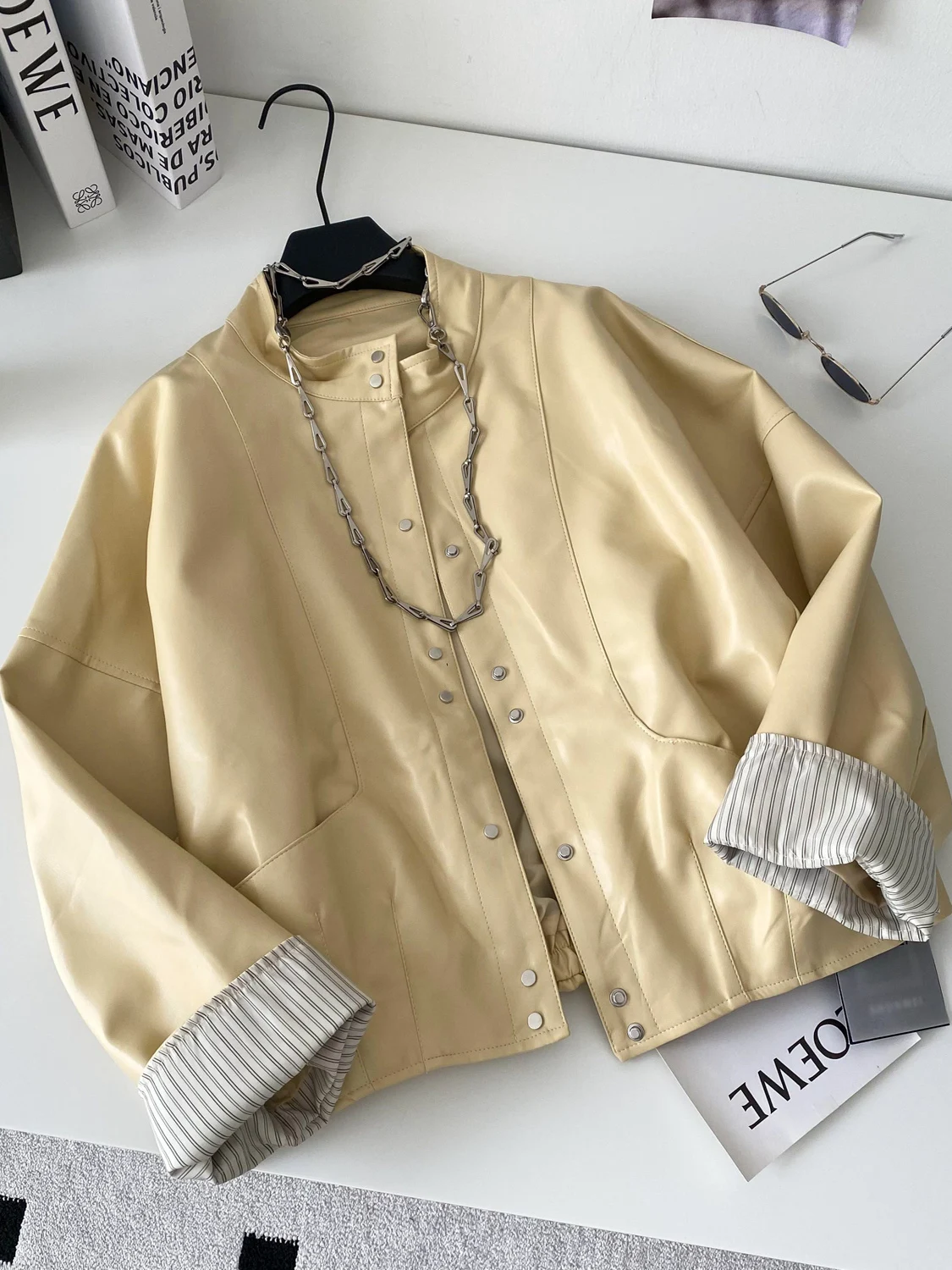Retro American Spicy Girl Moto Jaet da donna in pelle PU allentata ort Street Sle Capispalla Top alla moda per l'autunno