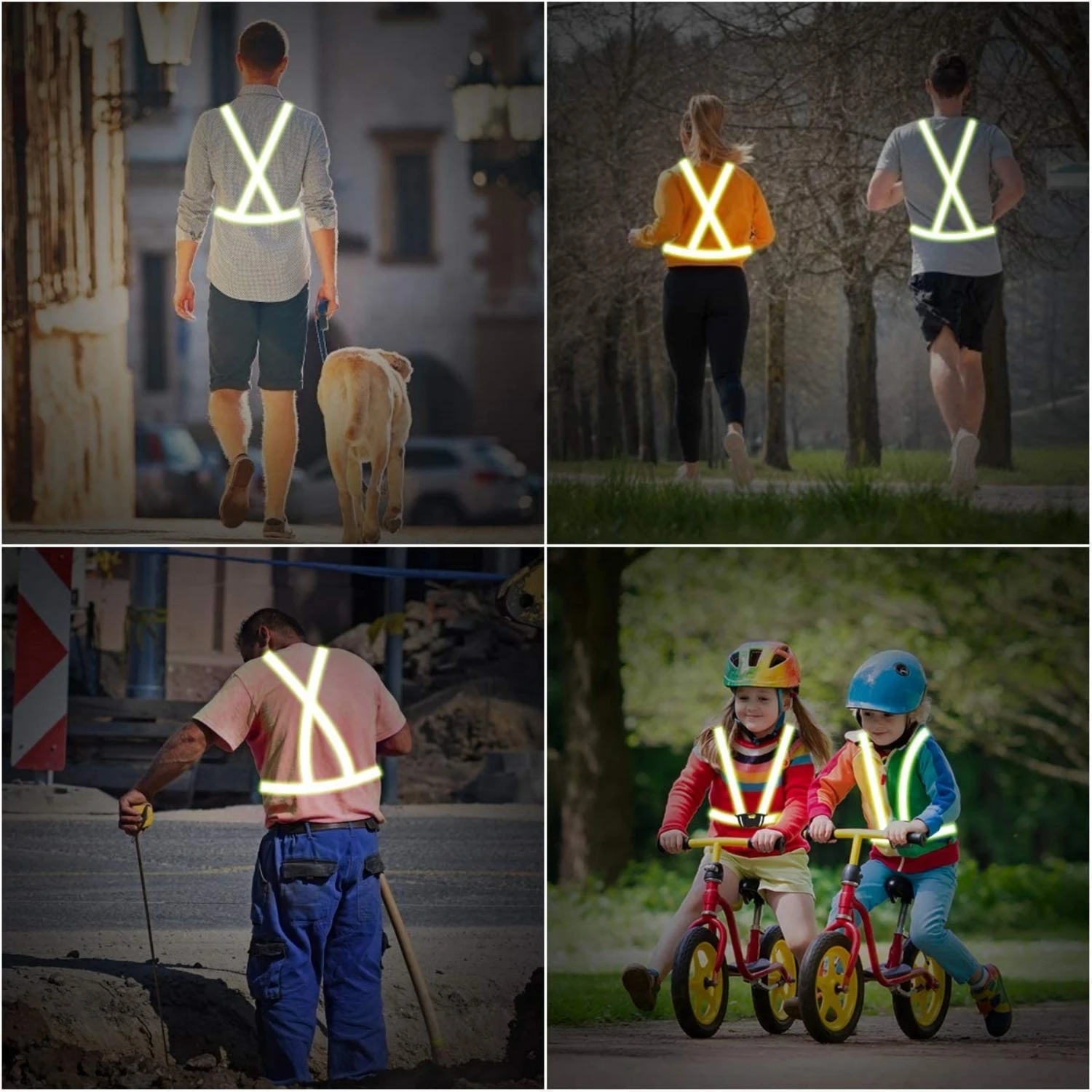 Reflective Straps High Visibility Highlight Adjustable Safety Vest Elastic Strip Security Traffic Night Working Running Cycling