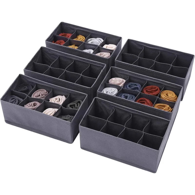 

6 Pack Foldable Cloth Storage Box Closet Dresser Drawer Organizer Fabric Baskets Bins Containers Divider for Clothes Un