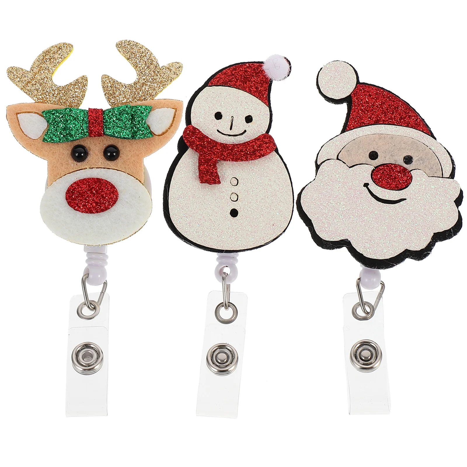 

3 Pcs Christmas Badge Holder Nurse Clamps Supplies Lovely Clips Reels Retractable