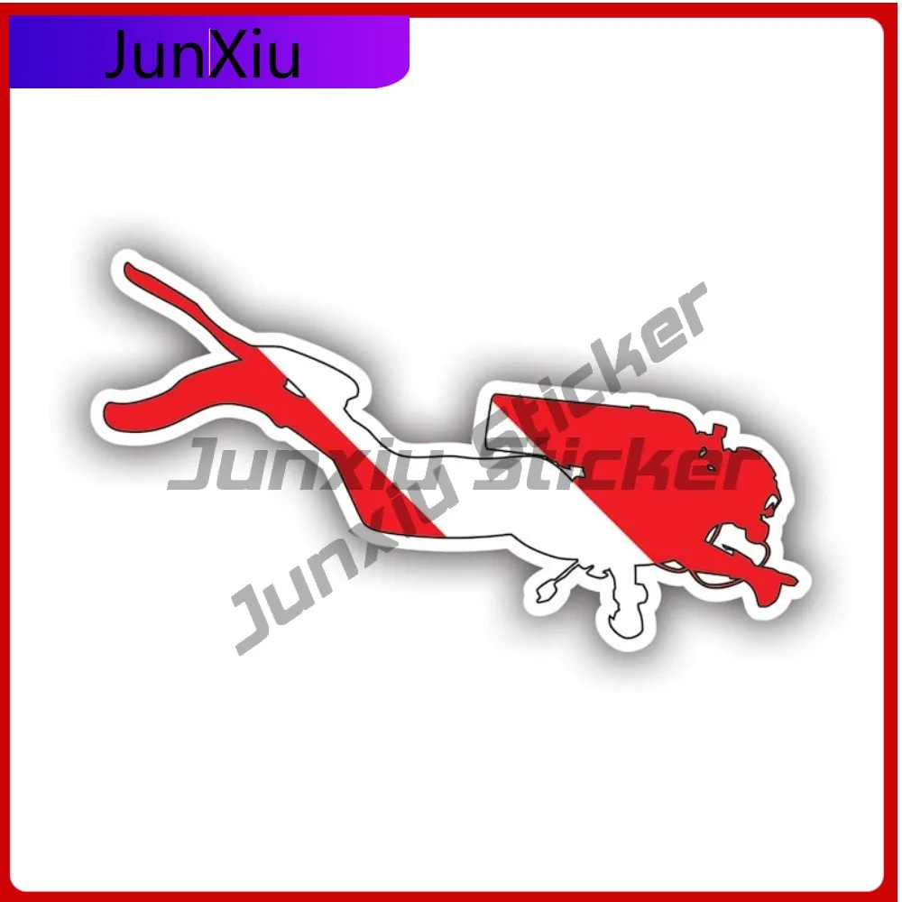 

Diver Shaped Scuba Flag Sticker Creative Decals Diving Diver Down Flag State Flag Patriotic Car Sticker Vinyl Decal Waterproof