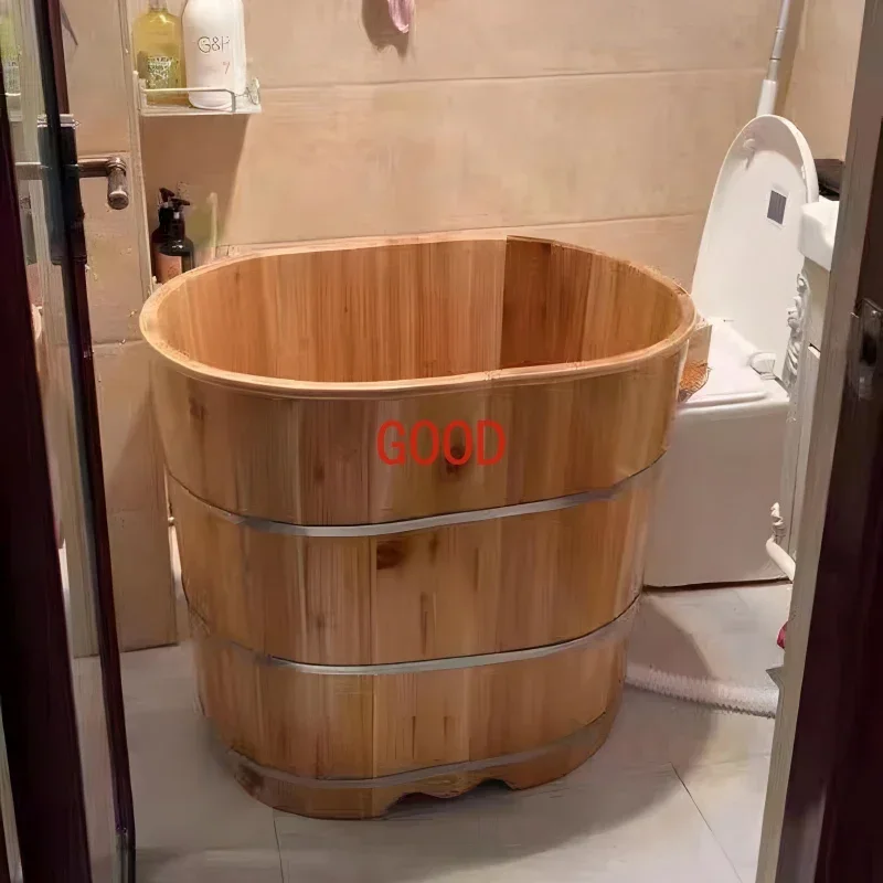 Wooden Bath Bucket Small Household Full Body Adult Bath Bucket Heightening Children Adult Bath