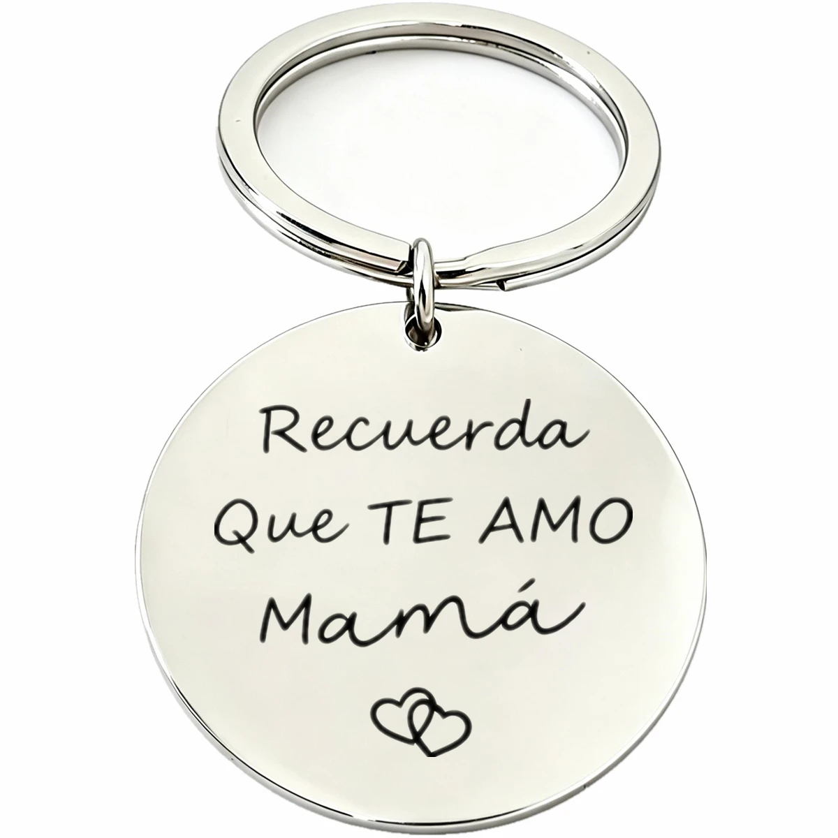 1Pc Stainless Steel Laser Engraved Keychain Spanish Recuerda Que Te Amo Mama Key Ring Mom Gift Mother's Day Present Car Keyring
