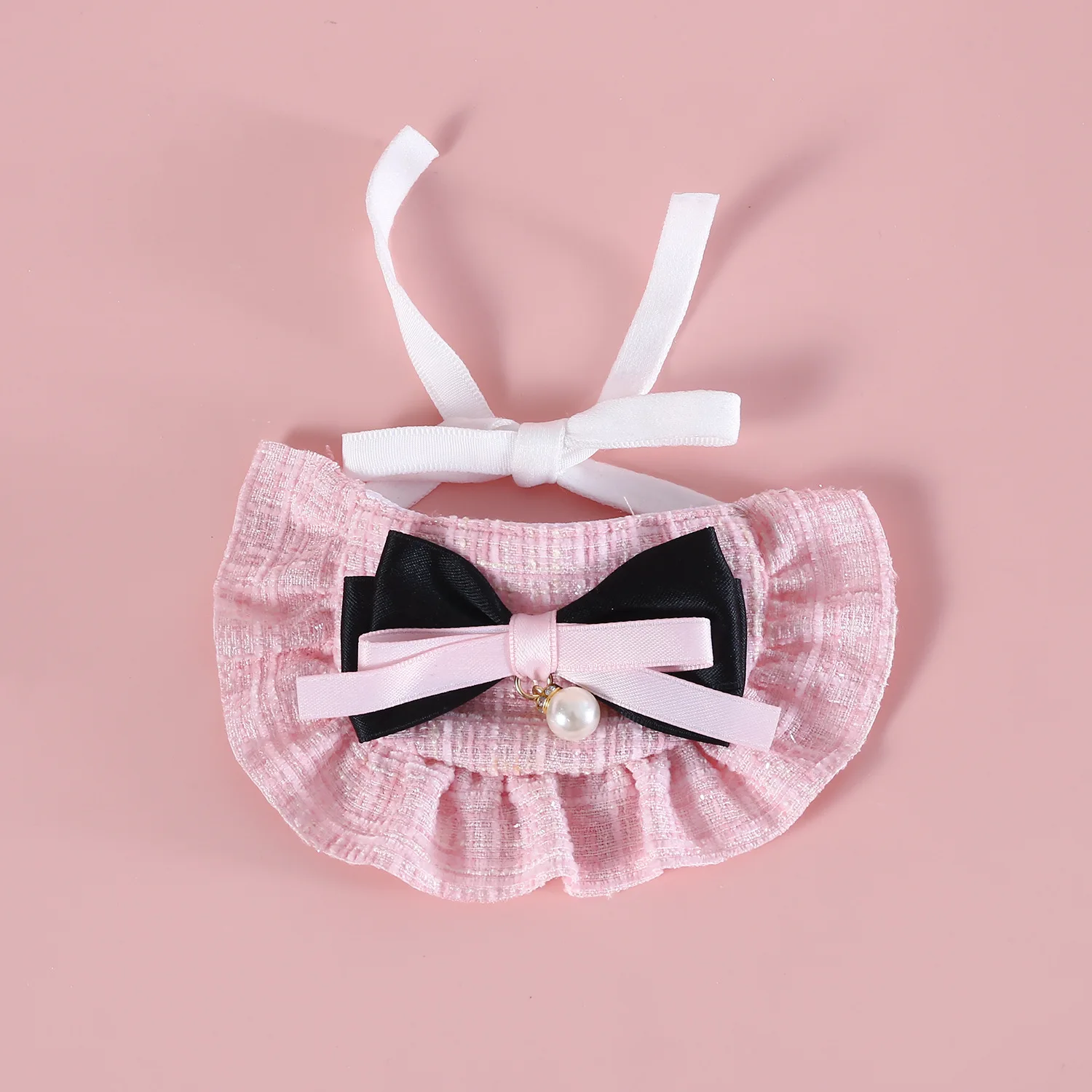 Haustier Katze Strickmütze Set Prinzessin duftende Baskenmütze Perle Schleife Blume Hund Hüte Paddel Set für Teddybär Welpen Katze Party Dress Up – Detail 13