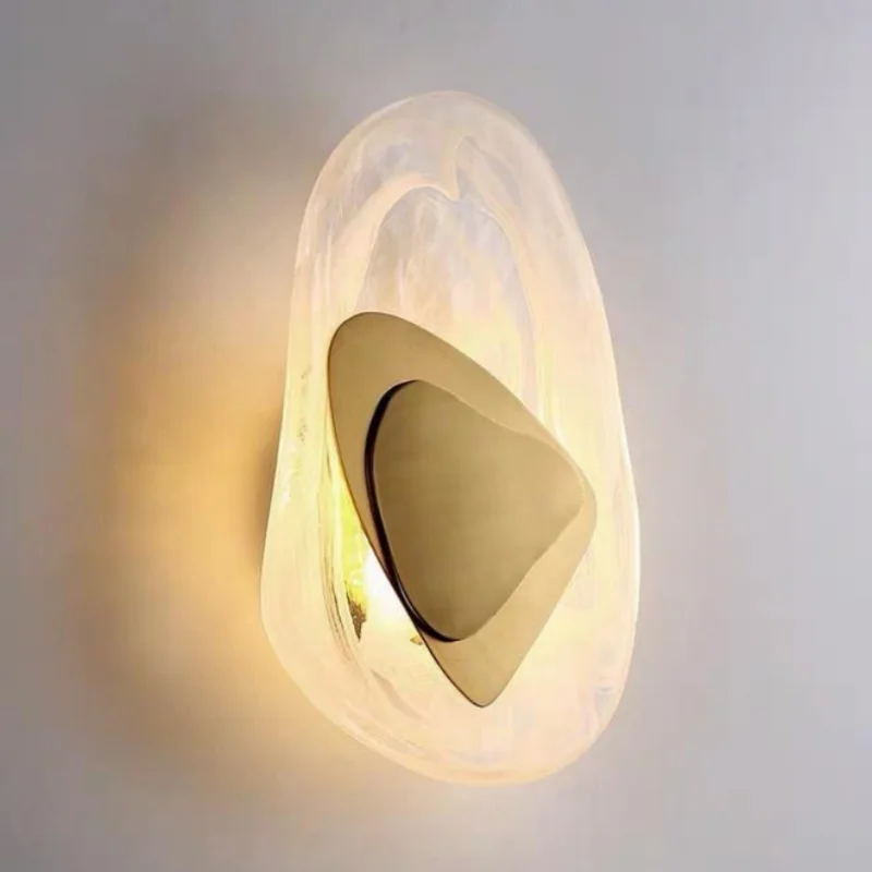 

Modern Creative Marble Glass Wall Lamp Light Luxury Living Room Background Wall Lamp Bedroom Study Decorative Lighting Fixtures
