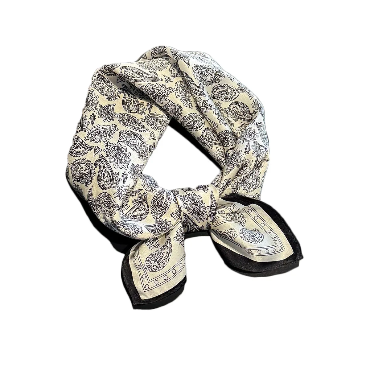 Noir blanc 100% véritable Foulard en soie femmes rétro châle enveloppement Paisley imprimé foulards carrés Foulard Bandana Hijab poignet Bufanda Echarpe