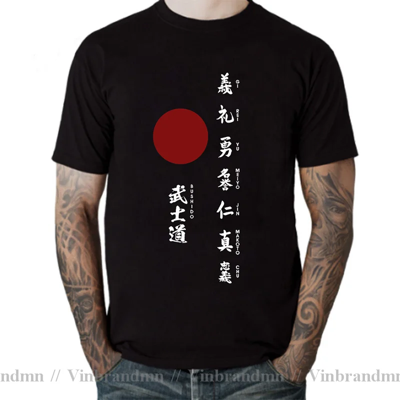 Chinese Style Bushido The Seven Virtues Japanese Samurai Japan Martial Art Anime T-shirt Aesthetic Harajuku Fashion Tee Shirt