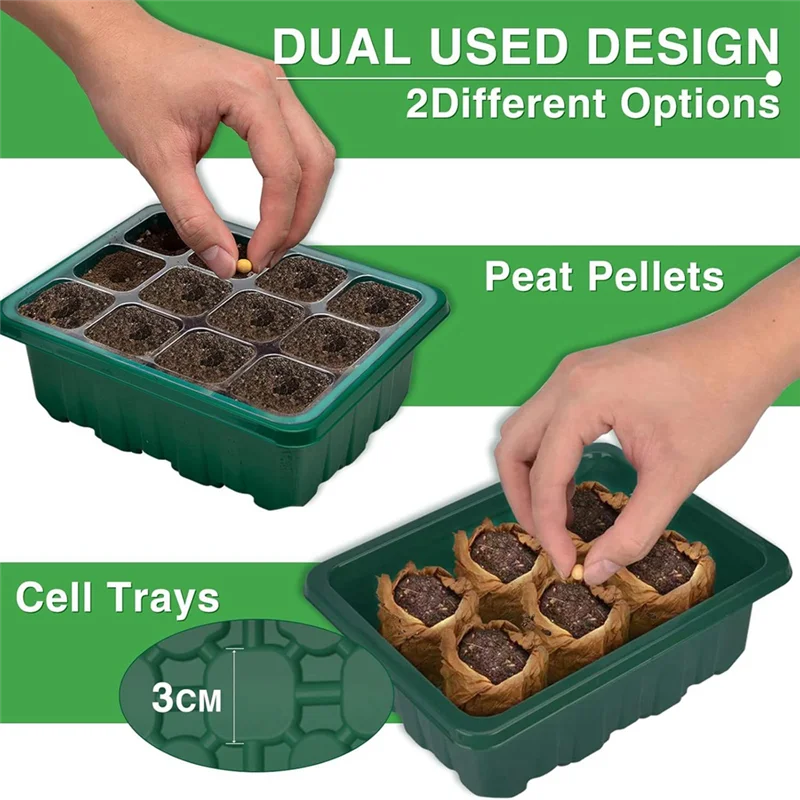 

BYBS-4 Pack Seed Starting Kit - Grow Light With Timing Controller, Adjustable Brightness Trays