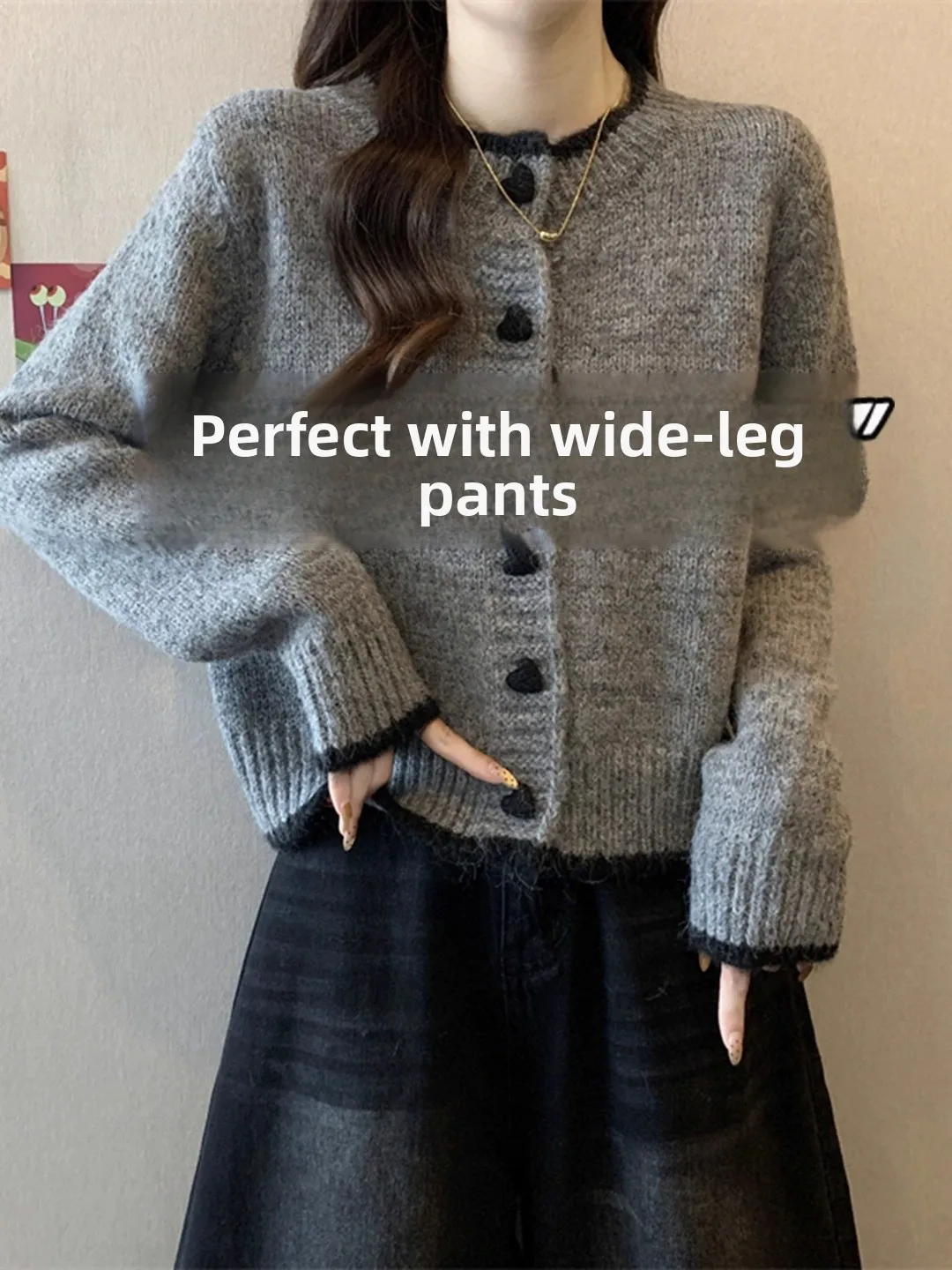 

Ay ort вязаный открытый кардиган женский ранняя осень новый маленький размер INS красивый топ большой свитер Lang Jaet