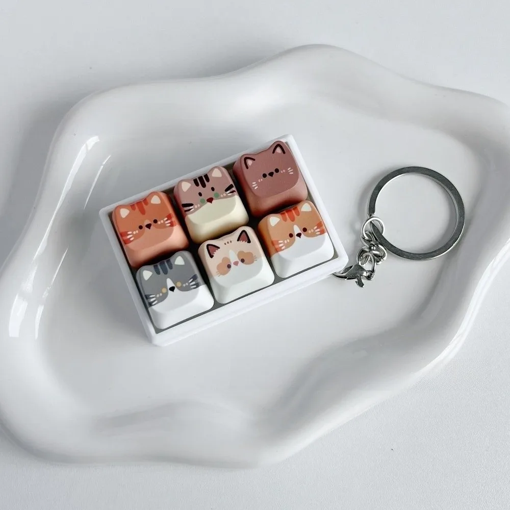2/3/4/6/9 Keys Anti-stress Pendant Mechanical Keycap Stress Relief Clicker Finger Button Keyboard Calming Keychain Keys
