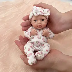 Blrags Reborn Baby Dolls 7 Inch Girl Silicone Doll Mini Realistic Baby Dolls Silicone Full Body Hand Made