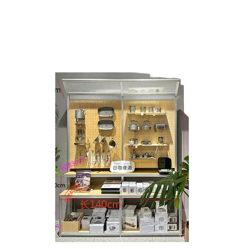 

Creative aluminum profile display Bauhaus sample room birch storage cabinet, floor tool ornament hole board