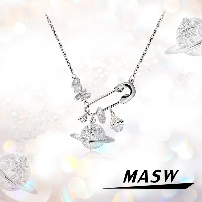 MASW Original Design Sweet Korean Temperament Planet Necklace For Women 2026 Trend New Trendy Jewelry  Hot Sale Fine Accessories