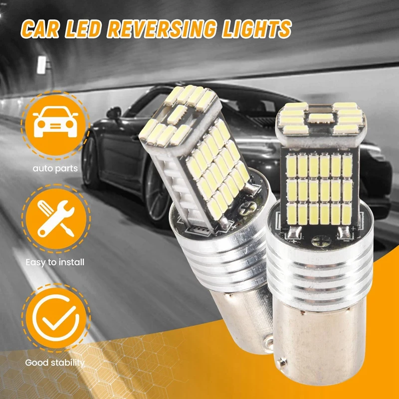 2X 1156LED Canbus 15 SMD BA15S P21W عالي الطاقة أبيض 6000K ضوء خلفي لفرامل السيارة