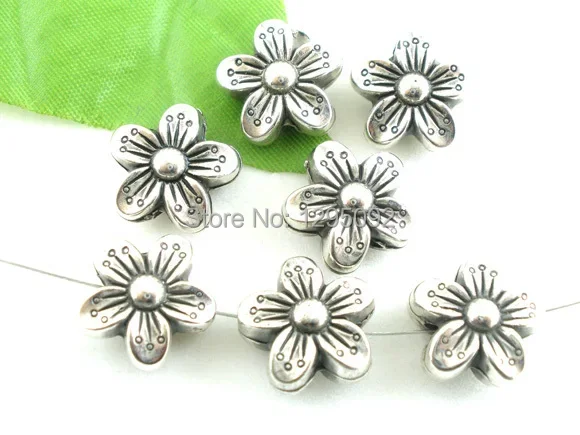

1500Pcs Wholesale DIY Flower Spacer Beads Antique Silver Tone Charms CCB Plastic Jewelry Findings 15mm