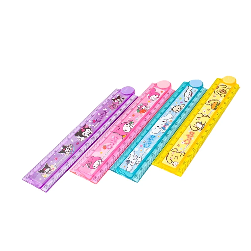 Cartoon Sanrio Folding Ruler 30cm Plastic Ruler Wave Line Geometric Pattern Drawing Ruler Primary School Student Stationery