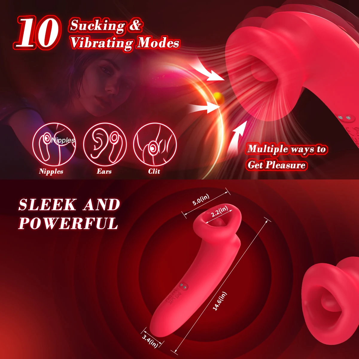 Mouth Shape Strong Suction Vibratior 10 Speeds Vagina Sucking Massager Oral Licking Clitoris Stimulator Erotic Sex Toy for Women