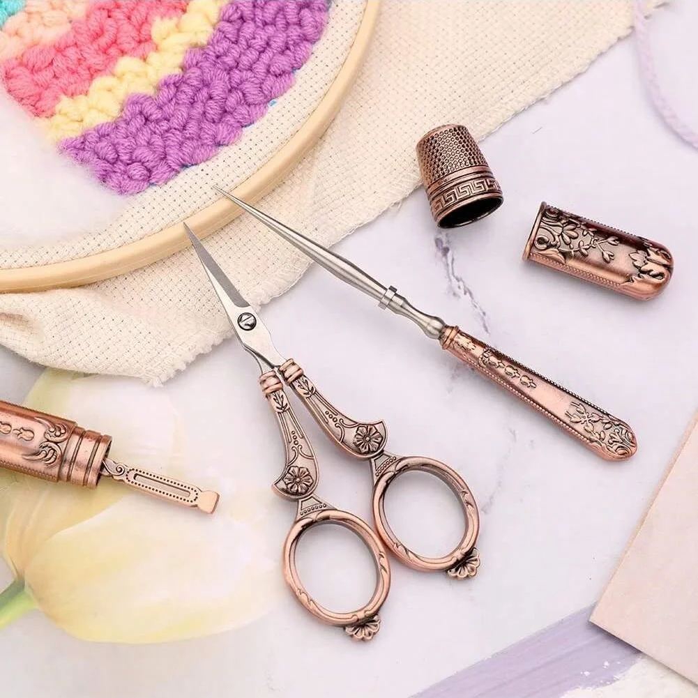 Embroidery Scissors Kit European Antique Vintage Sewing Kit Vintage Sewing Tools with Embroidery Scissors for Sewing Needlework - view 6