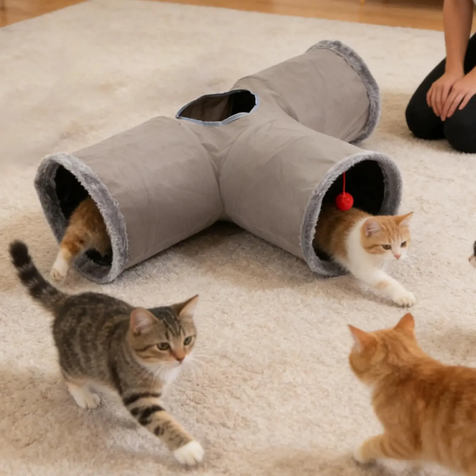 Tunnel interactif pliable et flexible pour chat, idéal pour les animaux de compagnie, les chatons, Noël, Halloween, les fêtes d'anniversaire