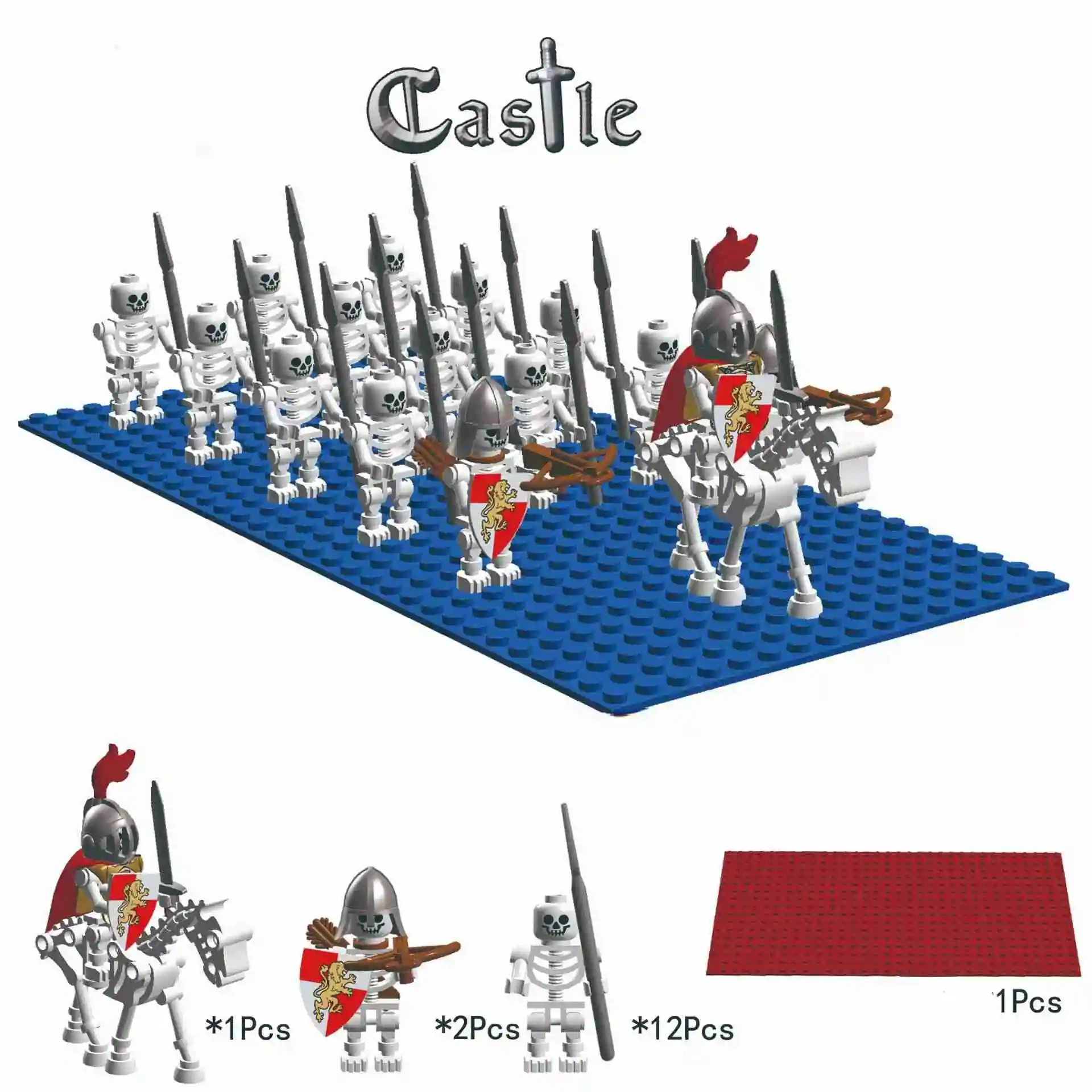 

Undead Army Building Blocks Skeleton Knight Horse Soldier Mini Action Figure Diy Bricks Kids Assembling Toys with Base Plates