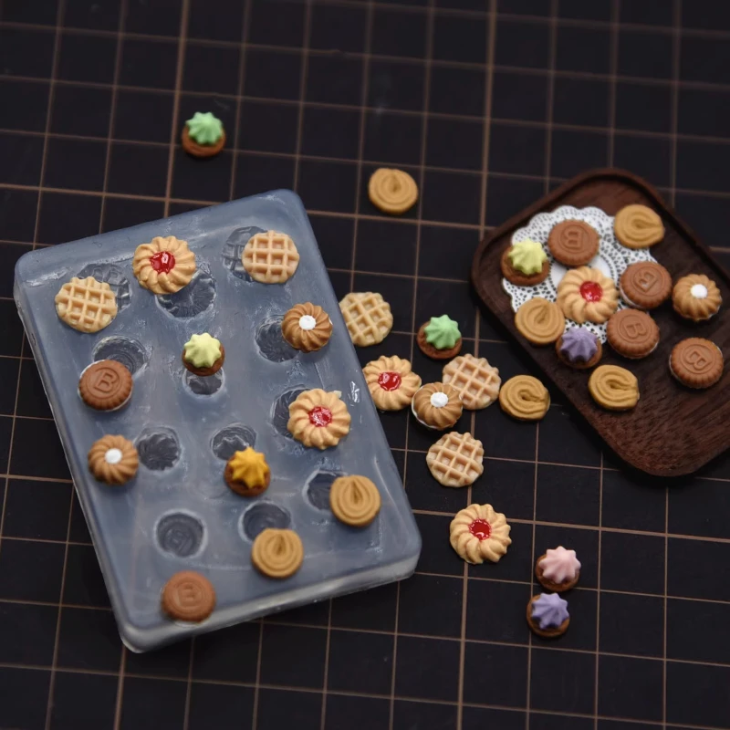 Mini Biscuit Bread Silicone Mold DIY Food Dessert Toy Pottery Clays Resin Art Mold Cake Decoration Doll House Accessories