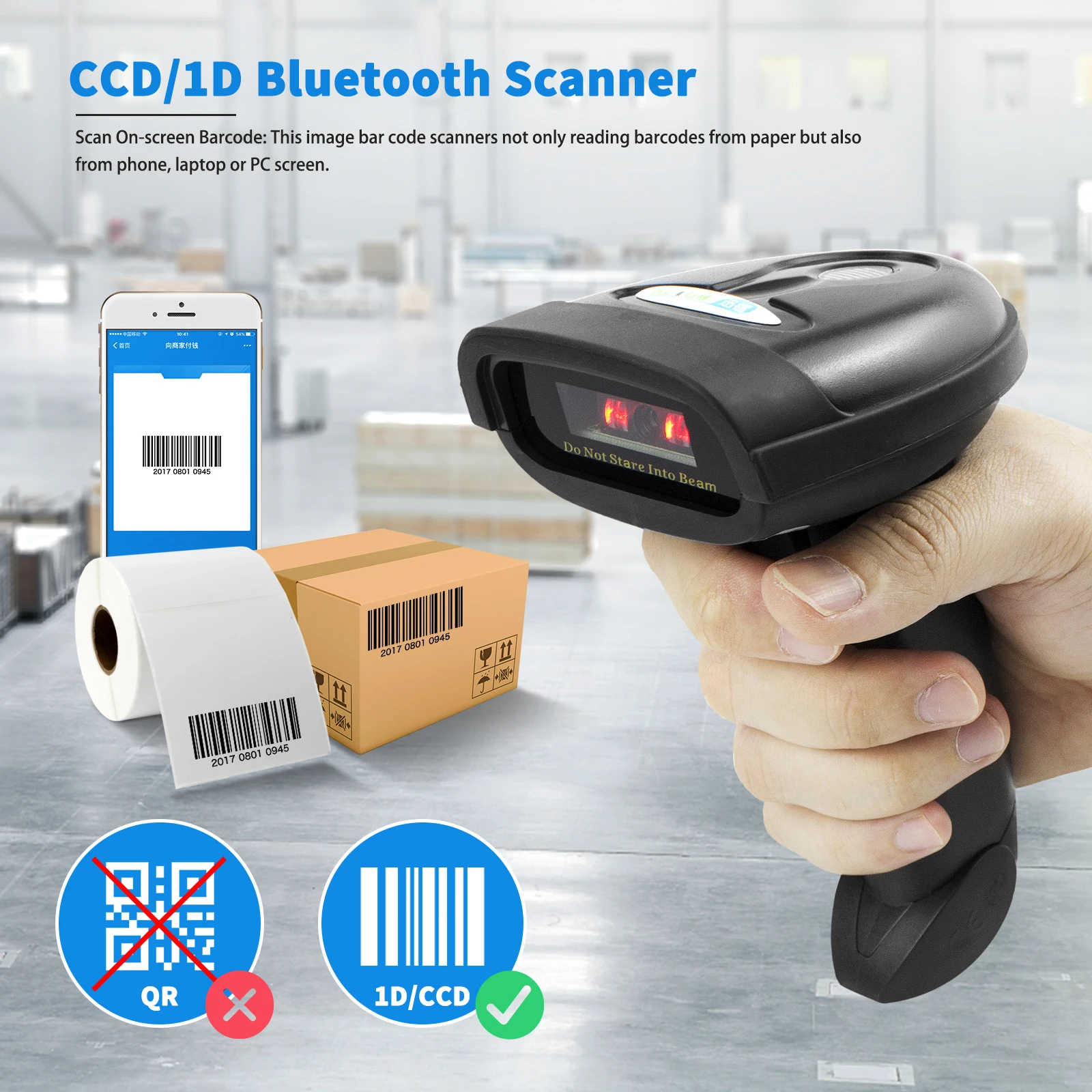 NETUM NT-1698W Handheld Wirelress Barcode Scanner AND NT-1228BL Bluetooth 1D/2D QR Bar Code Reader PDF417 for IOS Android IPAD