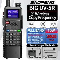 Baofeng-UV-5RH Pro MAX Air Band Walkie Talkie, 3800mAh, 10W, Frequência de cópia sem fio, Multi Band, Tipo-C, 999CH radioamantófono de longo alcance