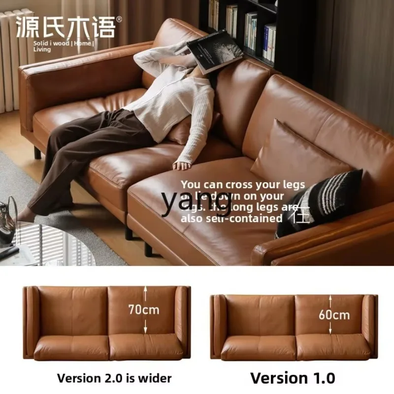 LTT leather sofa simple light luxury living room small apartment all solid wood first layer cowhide sofa