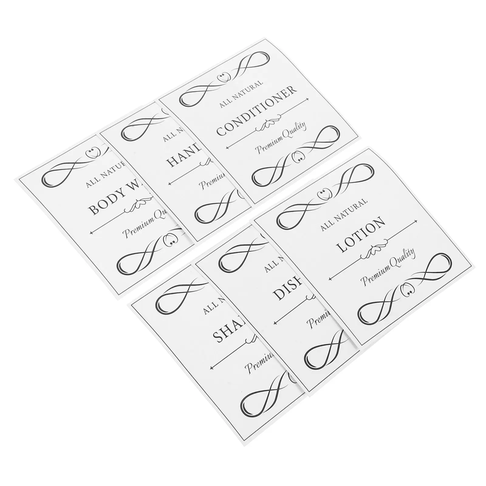 6Sheets Waterproof Self-Adhesive Soap Labels for Bathroom Glass Bottles Shampoo Dish Soap Dispensers Space Saving Easy Peel