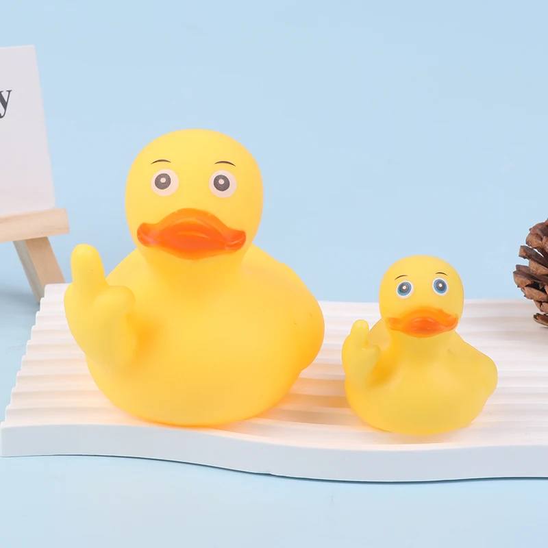 1PC Play Water Swimming Beach Small Toy Tricky Funny Finger Shape Little Yellow Duck Press And Pinch Call Cute Animal Bird Prop