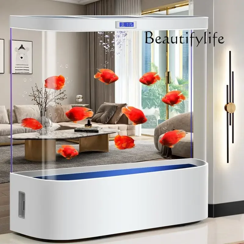 T Household Living Room Floor-to-ceiling Small Fish Tank Ecological Circulation Filtration Water-free Integrated Aquarium