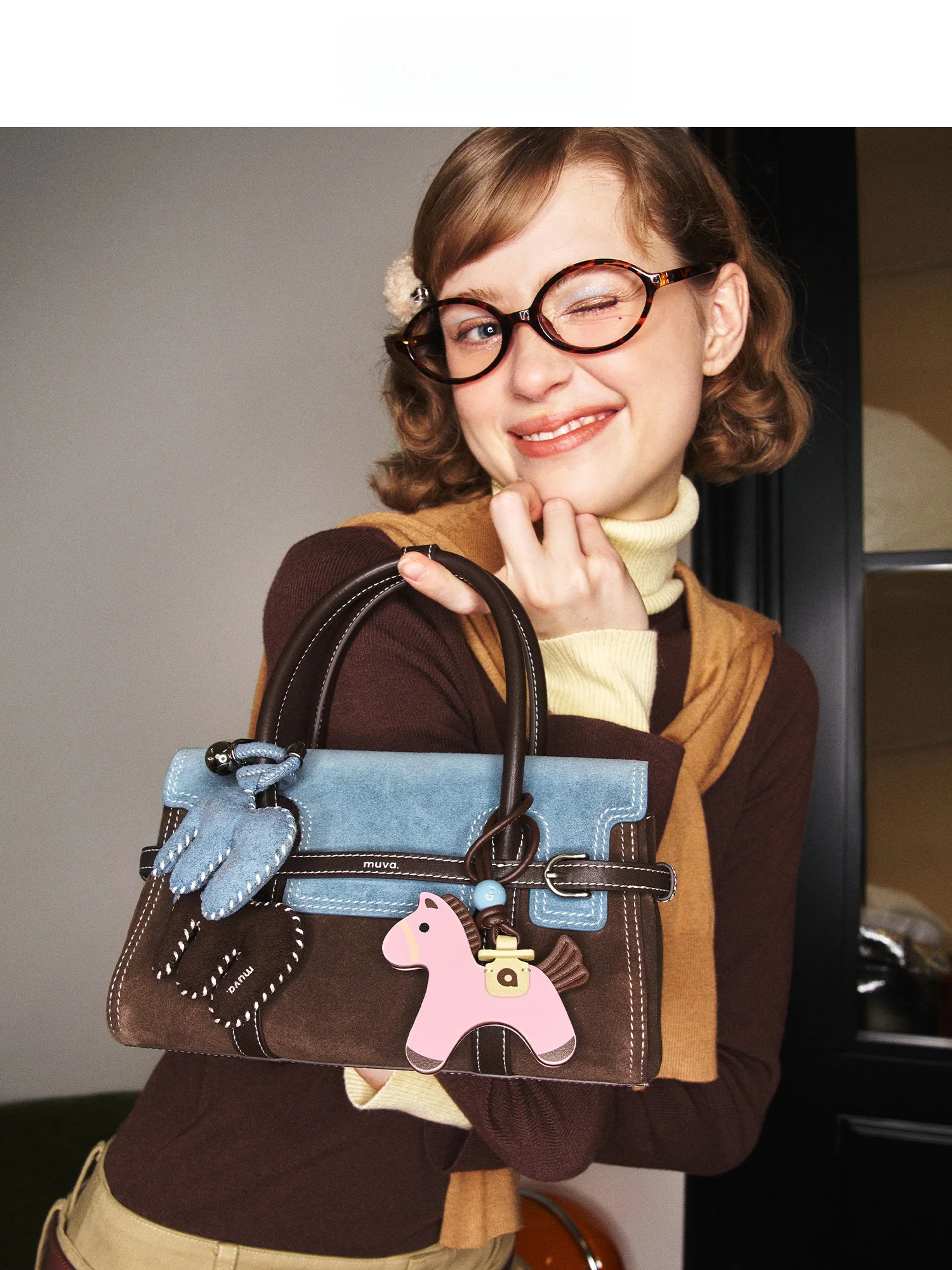 

Muva Town Vintage Leather Handbag New Color Colion Novel Single oulder Slant Cross Bag Original Design PU Leather