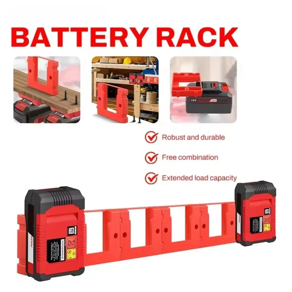New Portable Battery Base Stand Wall-mounted Multifunctional Battery Storage Stand Red Battery Holder for Einhell Power X-Change